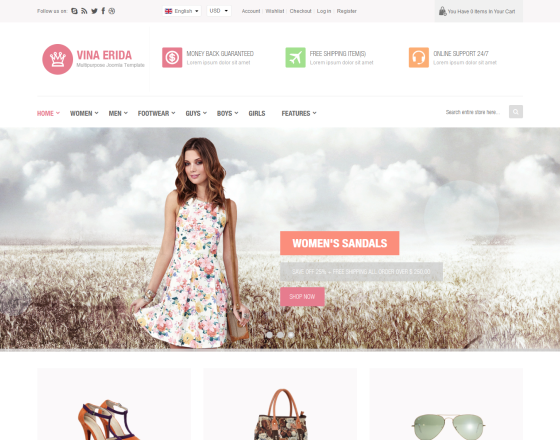 Vina Erida - Responsive Multipurpose Joomla 3.x Template